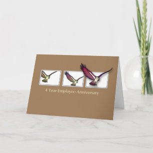 4 Year Employee Anniversary Congratulations Bird Card