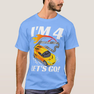 4 Year Old 4th Racing RaceBirthday Party Boys Girl T-Shirt