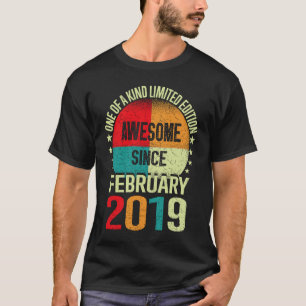 4 Year Old Awesome Since February 2019 Birthday 4 T-Shirt