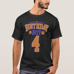 4 Year Old Basketball Player 4th Birthday Party Bo T-Shirt