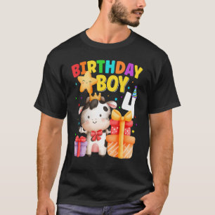 4 Year Old Birthday Boy 4th Cow Farm Animals Birth T-Shirt