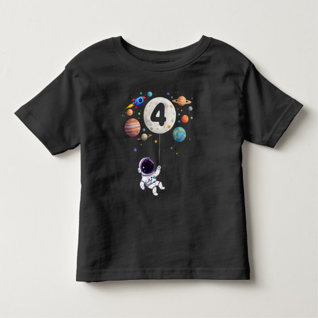 4 Year Old Birthday Planets Astronaut 4th Birthday Toddler T-Shirt (Front)