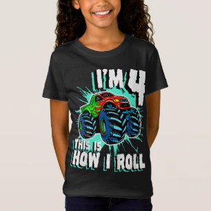 4 Year Old Boy Monster Truck Birthday Party 4th Bo T-Shirt