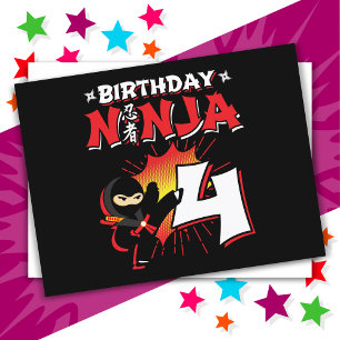 4 Year Old Comic Book Style Ninja 4th Birthday Postcard