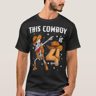 4 year old Cowboy Western Dabbing Skeleton 4th bir T-Shirt