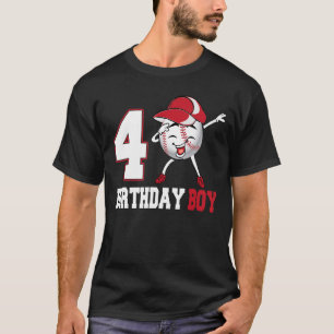 4 Year Old  Dabbing Baseball 4th Birthday Boy Teen T-Shirt