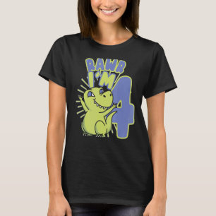 4 Year Old Dino For 4th Birthday Rex Dinosaur T-Shirt