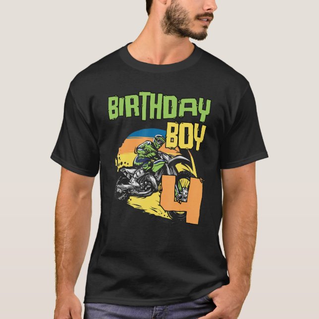 4 Year Old Dirt Bike Birthday Party   Motocross Mx T-Shirt (Front)