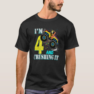 4 Year Old Girl 4th Birthday Monster Truck Boy Cru T-Shirt