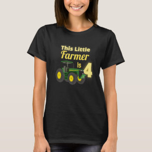 4 Year Old Green Farm Tractor Birthday Party Farme T-Shirt