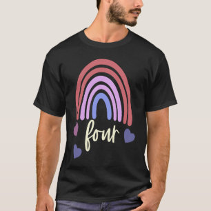 4 Year Old Happy Birthday Boho Rainbow Pastel Girl T-Shirt