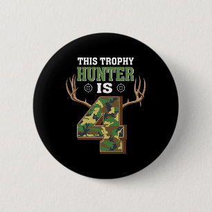 4 Year Old Hunting 4th Birthday Party Deer Hunter 6 Cm Round Badge
