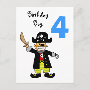 4 year old pirate boy postcard
