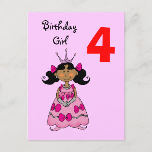 4 year old princess (black hair) postcard