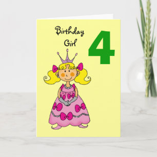 4 year old princess (blonde hair) card