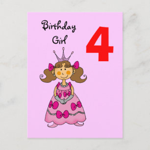 4 year old princess (brown hair) postcard