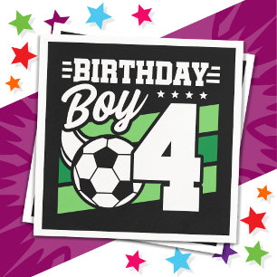 4 Year Old Soccer Football Party 4th Birthday Boy Napkin