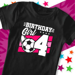 4 Year Old Soccer Football Party 4th Birthday Girl T-Shirt