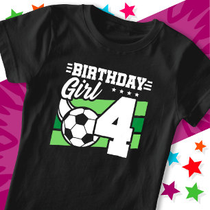 4 Year Old Soccer Football Party 4th Birthday Girl T-Shirt