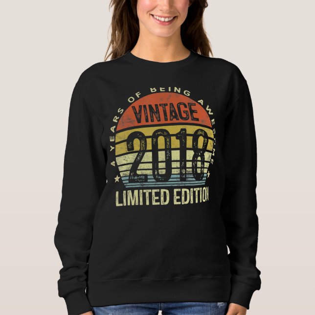 4 Year Old  Vintage 2018  4th Birthday Sweatshirt (Front)