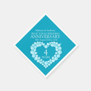 4 years anniversary topaz heart custom napkins