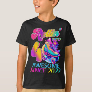 4 Years Awesome Since 2022 Hockey Theme Birthday T-Shirt
