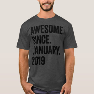 4 Years Awesome Since January 2019 4th Birthday T-Shirt