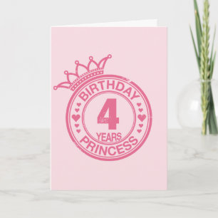 4 years - Birthday Princess - pink Card