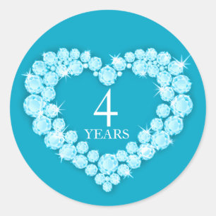 4 years blue topaz anniversary heart sticker