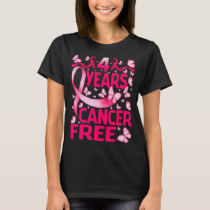 4 Years Breast Cancer Free Survivor Butterfly T-Shirt