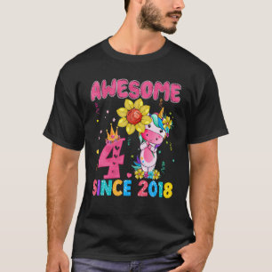 4 Years Old 4Th Birthday Unicorn Gifts Awesome Sin T-Shirt