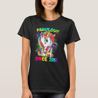 4 Years Old 4th Birthday Unicorn Girl Fabulous Sin T-Shirt
