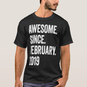 4 Years Old Awesome Since February 2019 4th Birthd T-Shirt