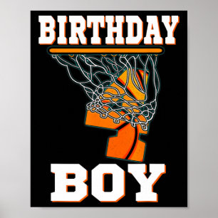 4 Years Old Basketball Boy 4th Birthday Party Cele Poster