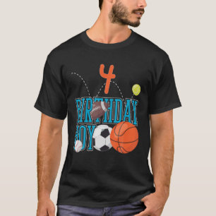 4 Years Old Birthday Boy Sports Matching Family T T-Shirt