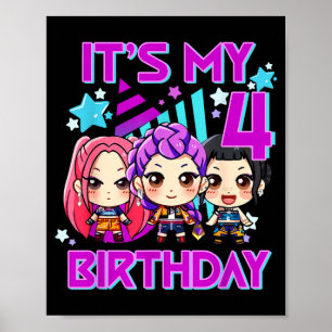 4 years old birthday k pop kids 4th birthday girls poster