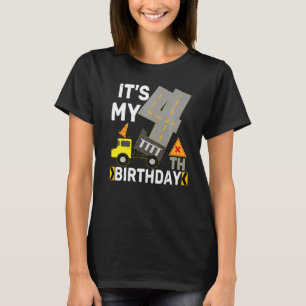 4 Years Old Boy It's My 4th Birthday Construction T-Shirt