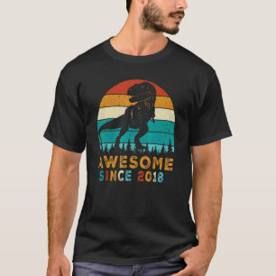 4 Years Old Gifts Awesome Since 2018 Dinosaur 4th T-Shirt