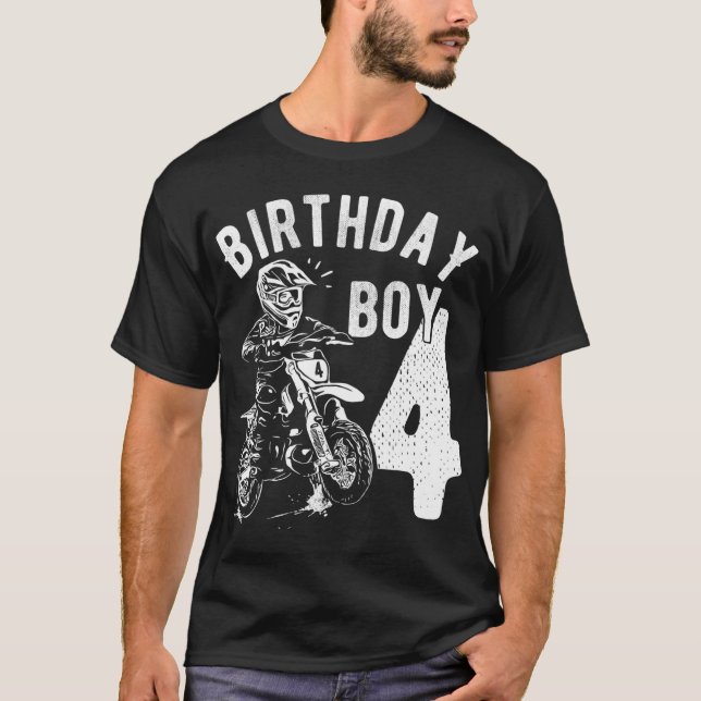 4 years old kid - Birthday boy - Dirt bike - Motor T-Shirt (Front)