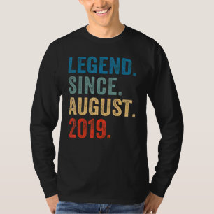 4 Years Old Legend Since August 2019 4th Birthday T-Shirt