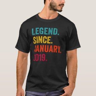 4 Years Old Legend Since January 2019 4th Birthda T-Shirt