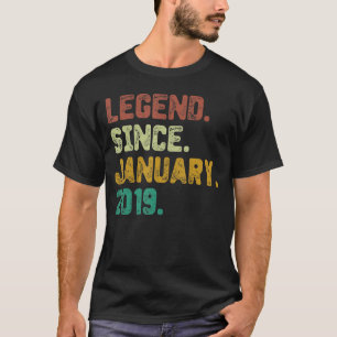 4 Years Old Legend Since January 2019 4th Birthday T-Shirt