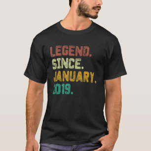 4 Years Old Legend Since January 2019 4th Birthday T-Shirt