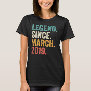 4 Years Old Legend Since March 2019 4th Birthday T-Shirt