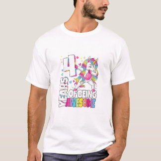 4 Years Old Unicorn 4 Years Of Being Awesome 4th B T-Shirt