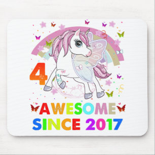 4 Years Old Unicorn Cutie 4th Birthday Girl Unicor Mouse Pad