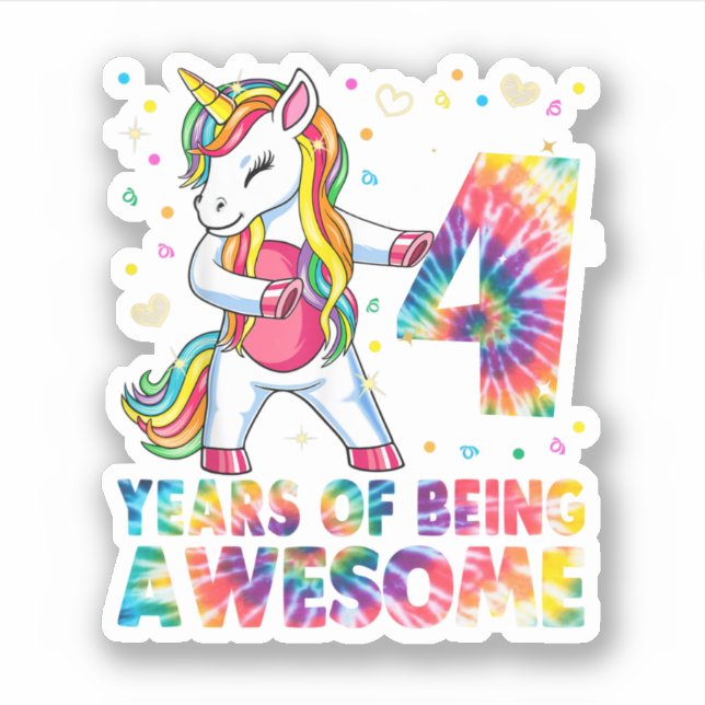 4 Years Old Unicorn Flossing 4th Birthday Girl Uni (Front)