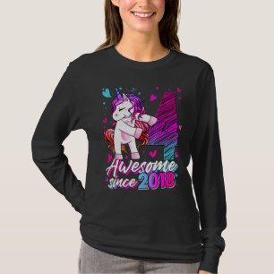 4 Years Old Unicorn Flossing 4th Birthday Girl Uni T-Shirt