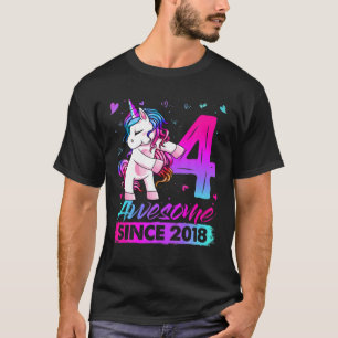 4 Years Old Unicorn Flossing 4Th Birthday Girl Uni T-Shirt