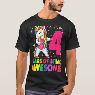 4 Years Old Unicorn Flossing 4th Birthday Girl Uni T-Shirt